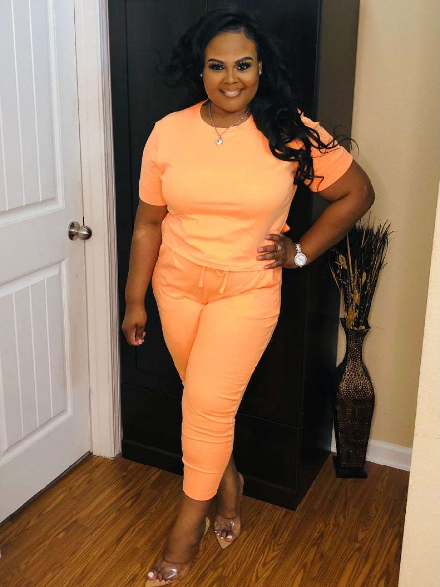 Sets (Missy) * | Pash Boutique Clearance Neon Coral Jogger Set