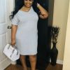 Dresses (Missy) * | Pash Boutique Grey T-Shirt Dress New Arrivals