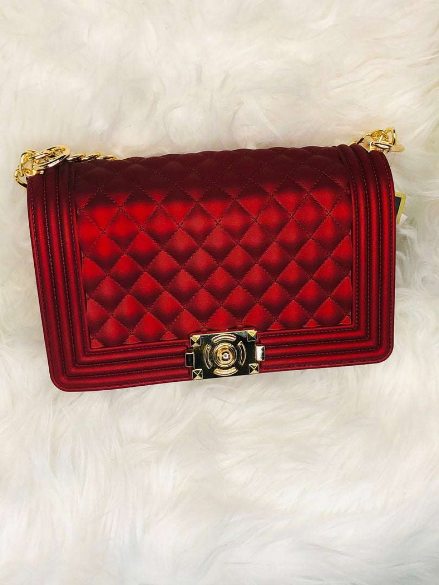 Accessories * | Pash Boutique Red Matte Jelly Purse Bags