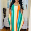 Dresses (Missy) * | Pash Boutique Green/Orange Maxi Dress New Arrivals