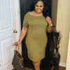 Plus Dresses * | Pash Boutique Olive Plus T-Shirt Dress