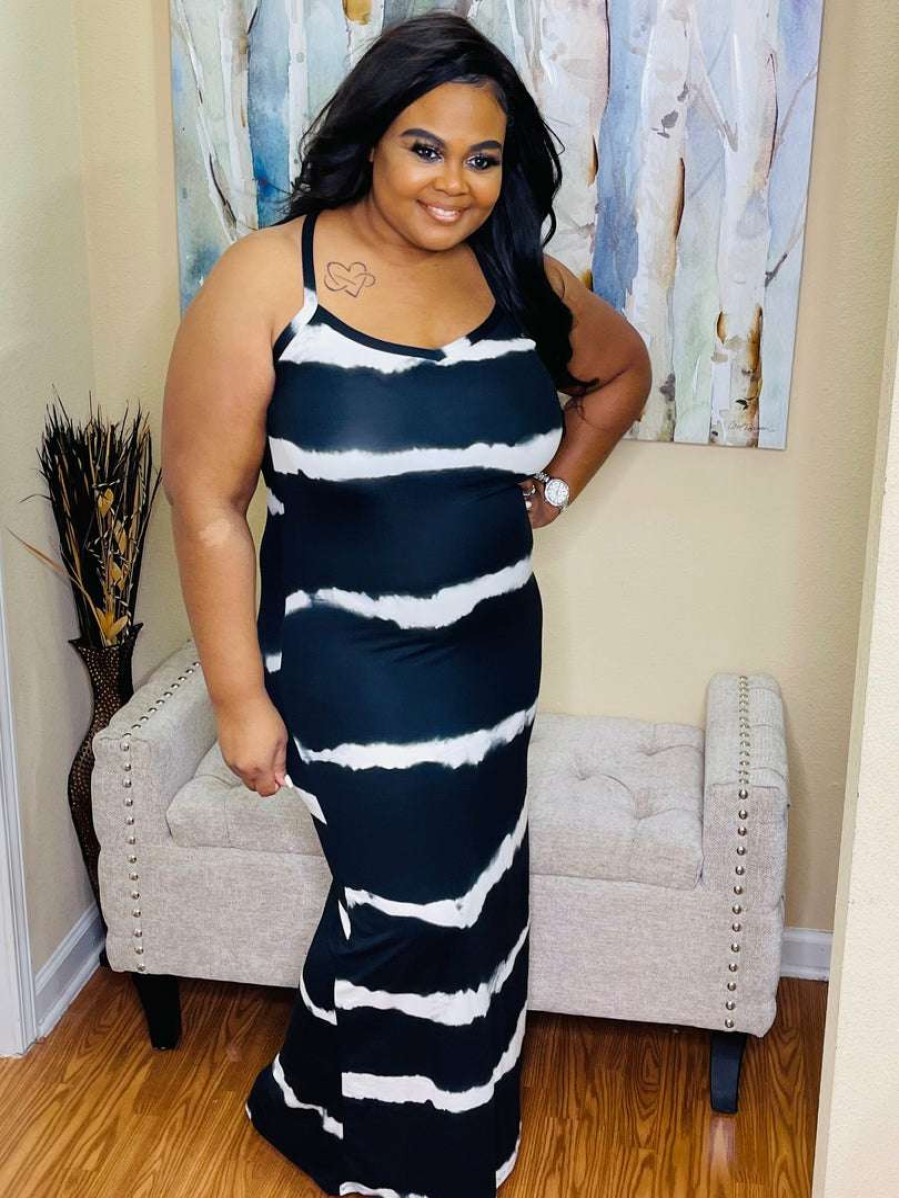 Dresses (Missy) * | Pash Boutique Black Tye-Dye Maxi