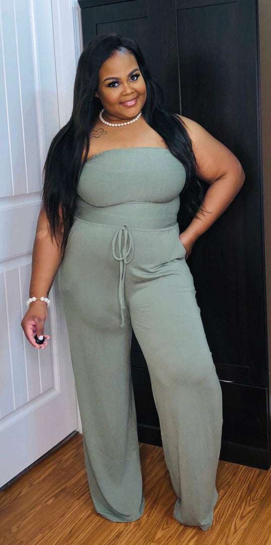 Jumpsuits /Rompers (Missy) * | Pash Boutique Olive Jumpsuit