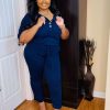 Jumpsuits /Rompers (Missy) * | Pash Boutique Navy Jogger Jumpsuit