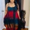 Dresses (Missy) * | Pash Boutique Teal/Red Tye Dye Dress New Arrivals