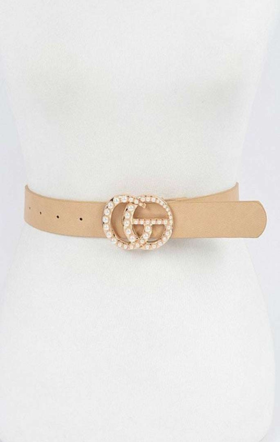 Accessories * | Pash Boutique Accessories Nude Pearl Gg Belt