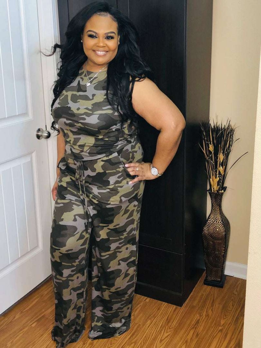 Jumpsuits /Rompers (Missy) * | Pash Boutique Camouflage Jumpsuit New Arrivals