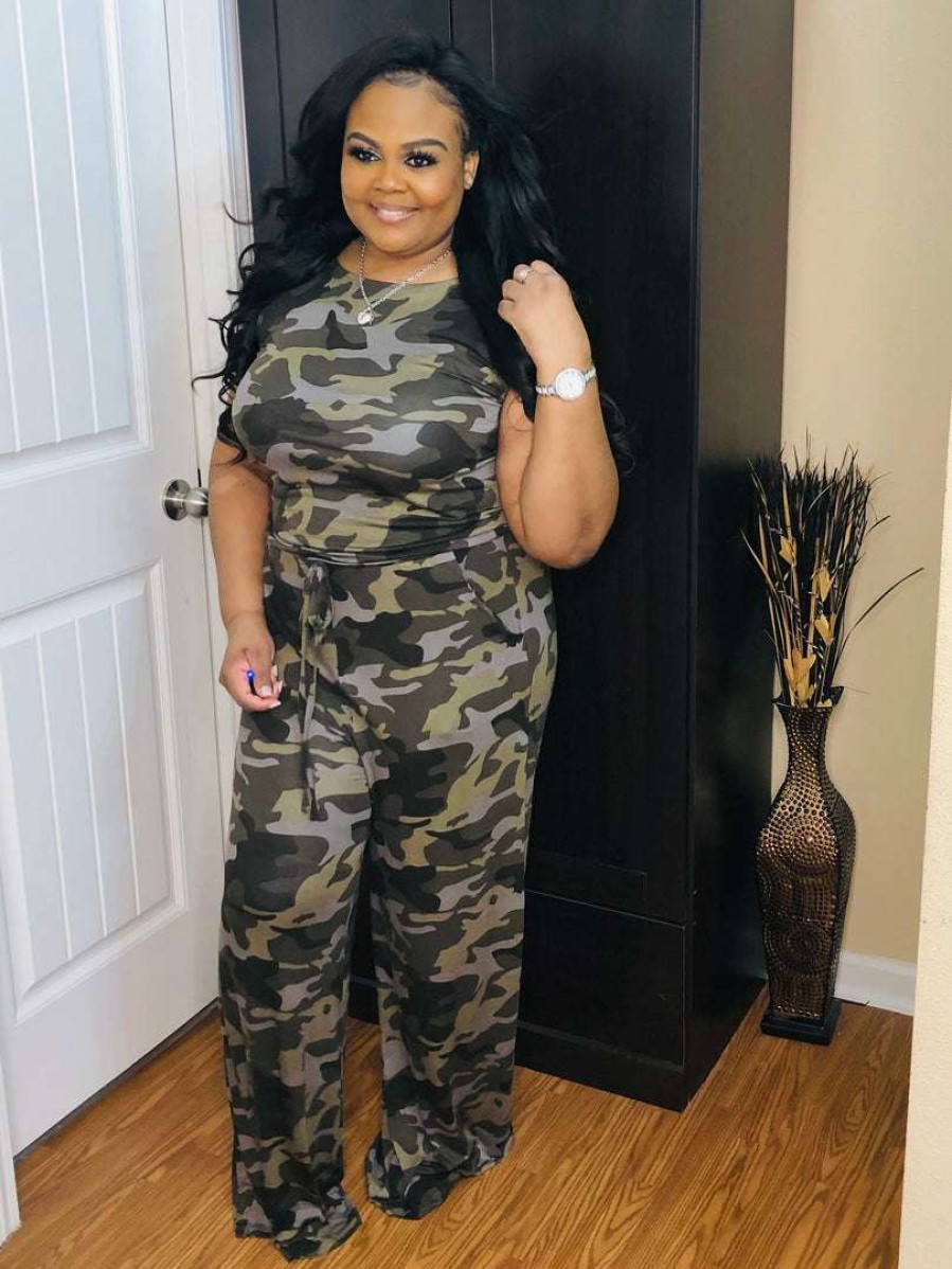 Jumpsuits /Rompers (Missy) * | Pash Boutique Camouflage Jumpsuit New Arrivals