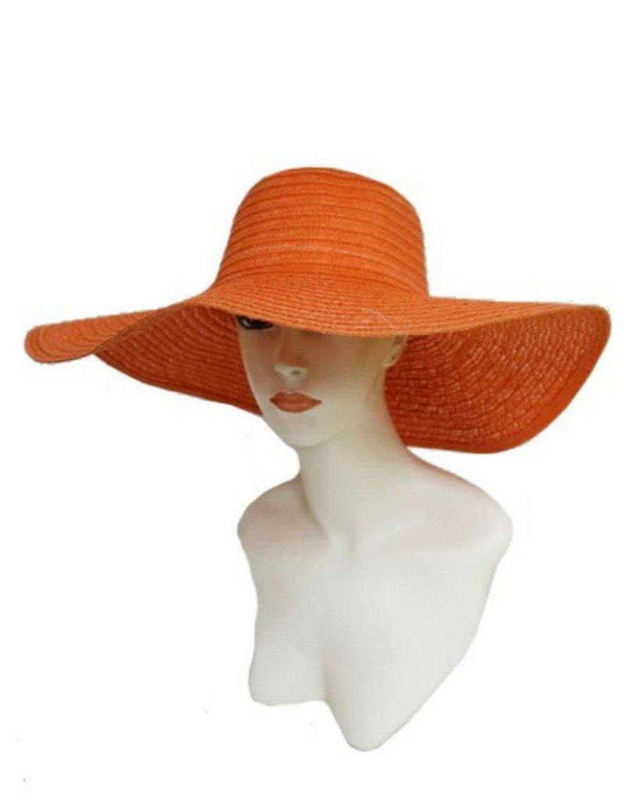 Accessories * | Pash Boutique Orange Floppy Straw Hat Accessories