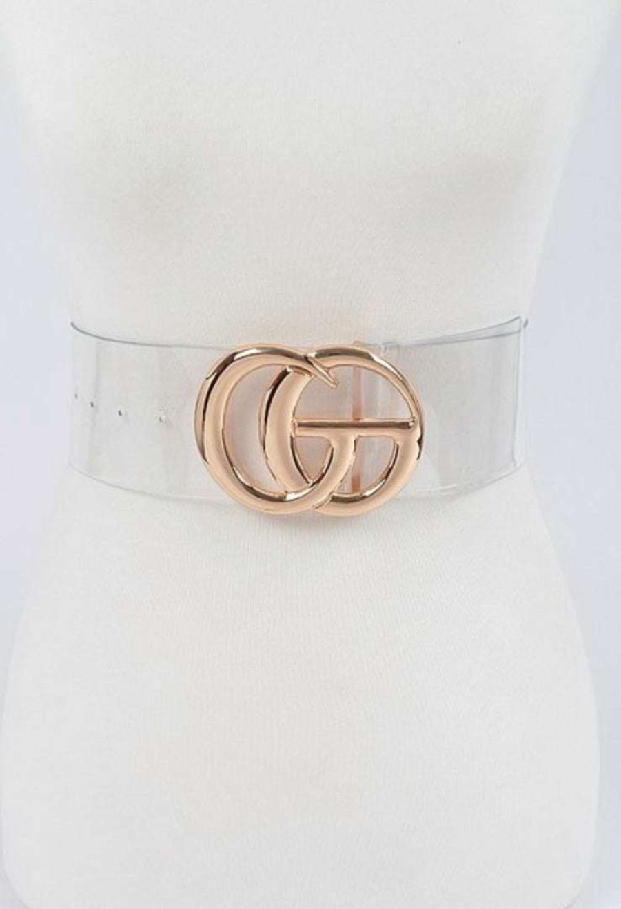 Accessories * | Pash Boutique Accessories Clear Gold Gg Belt