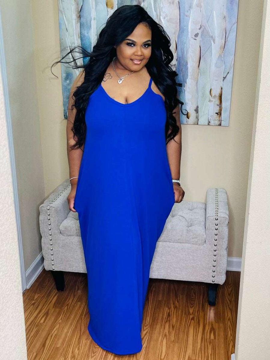 Dresses (Missy) * | Pash Boutique Bright Blue Maxi Dress