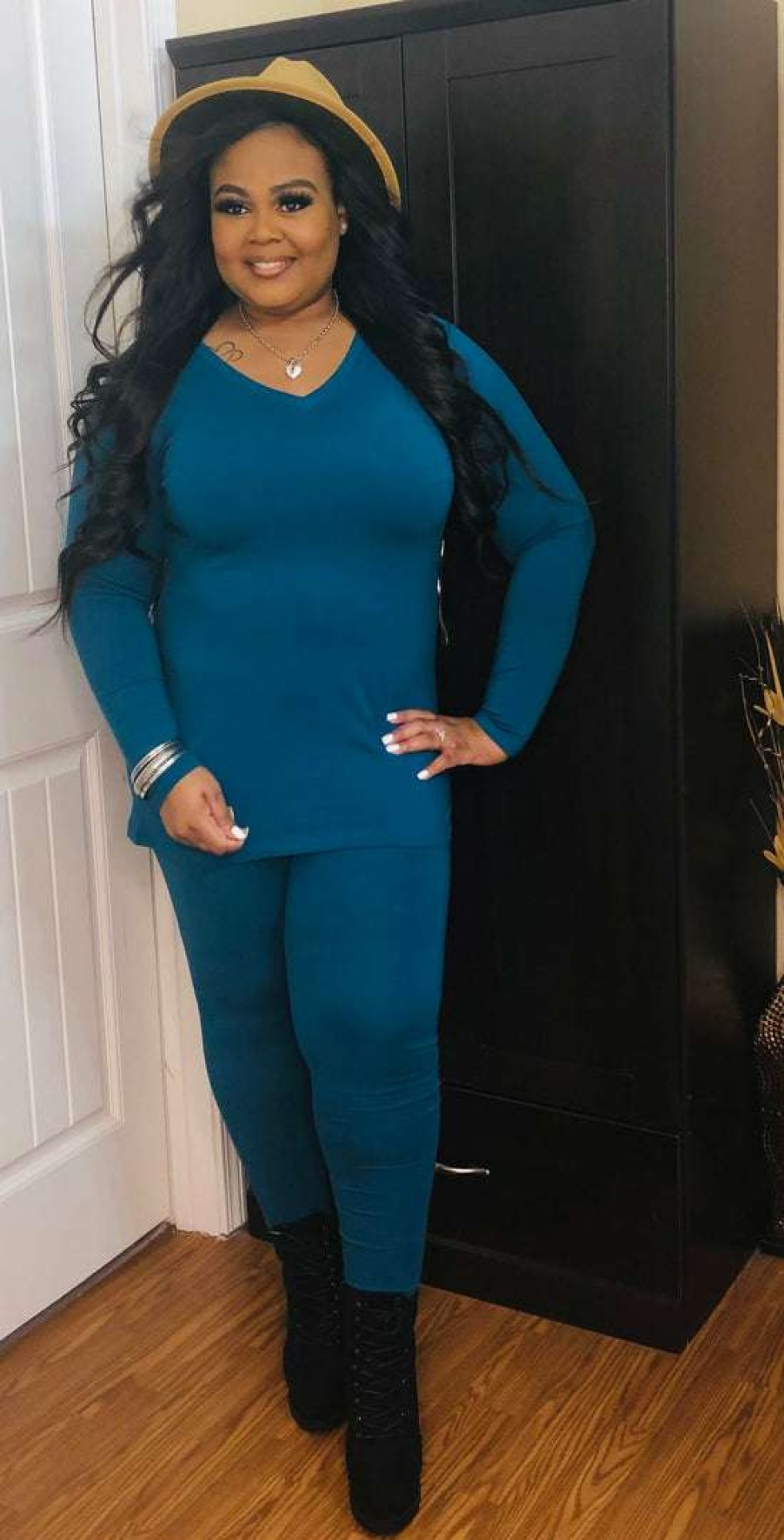 Sets (Missy) * | Pash Boutique Teal Long Sleeve Set Clearance