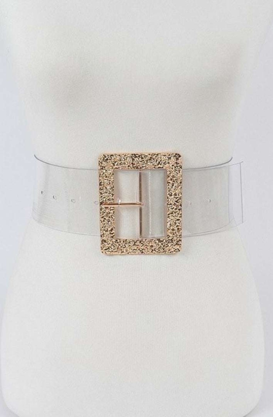 Accessories * | Pash Boutique Plus Clear Square Belts