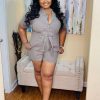 Jumpsuits /Rompers (Missy) * | Pash Boutique Clearance Khaki Short Romper