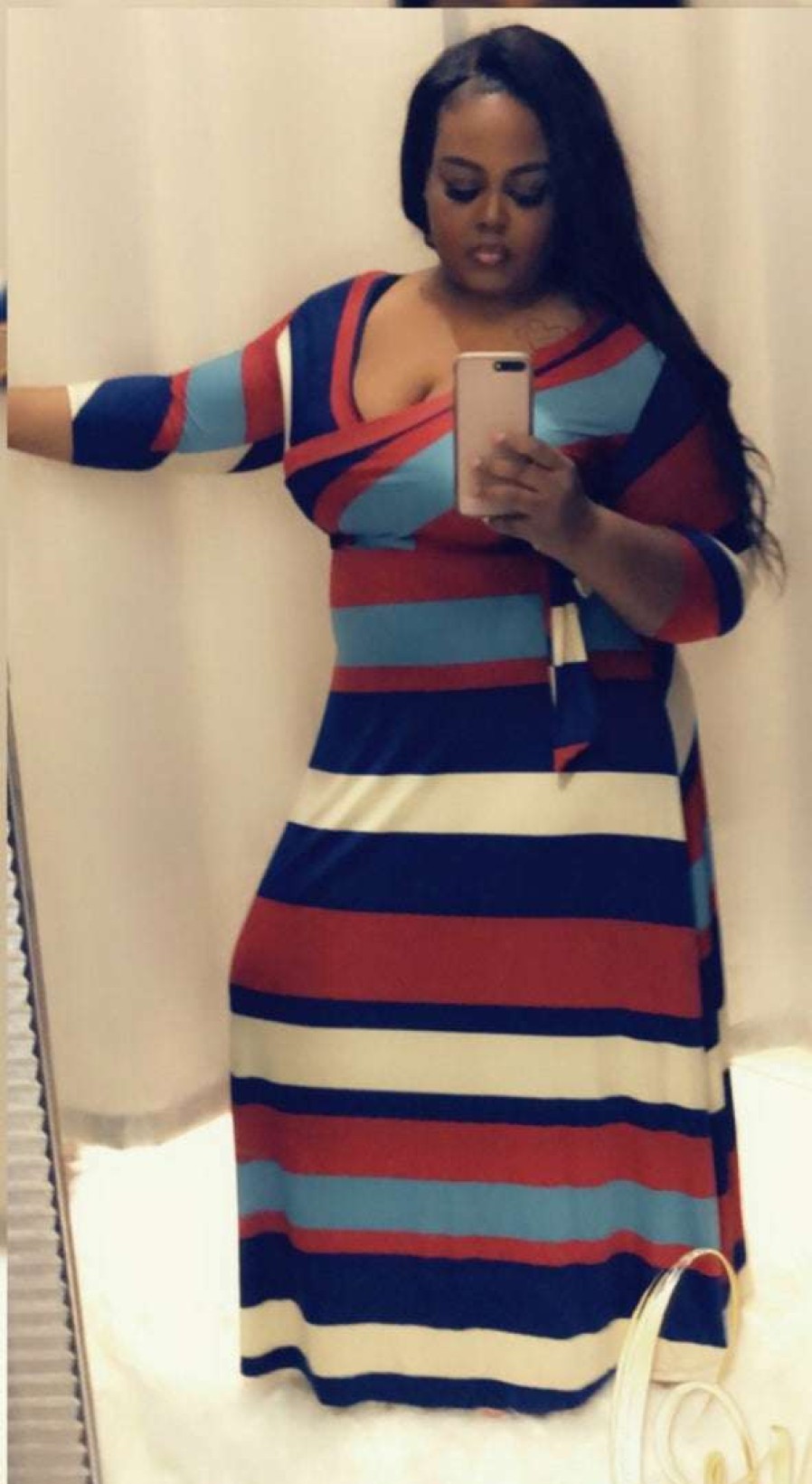 Dresses (Missy) * | Pashboutique Dresses (Missy) Red/Blue Stripe Maxi