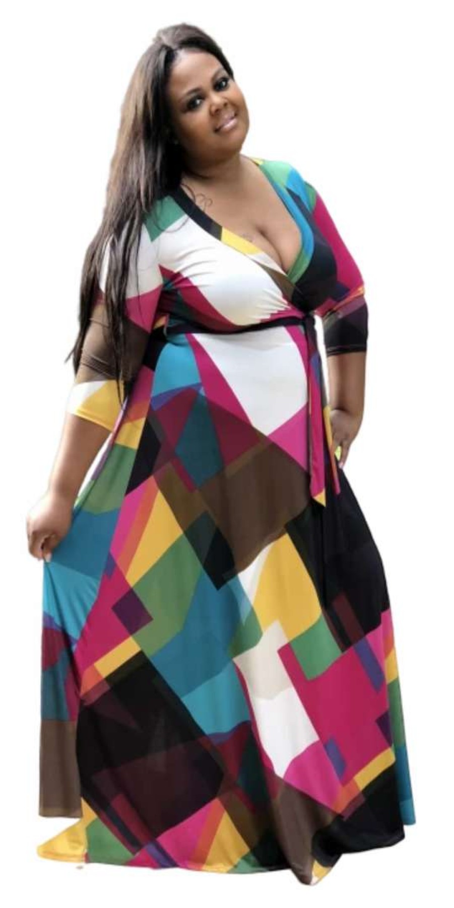 Plus Dresses * | Pash Boutique Color Block Maxi