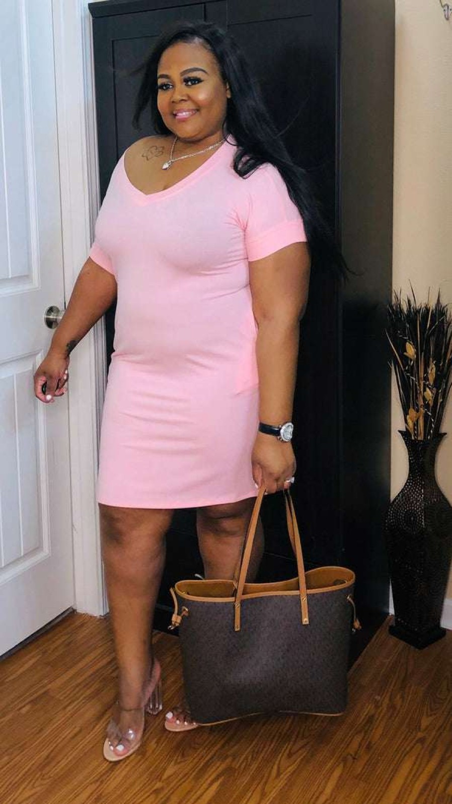 Dresses (Missy) * | Pash Boutique Dusty Pink T-Shirt Dress