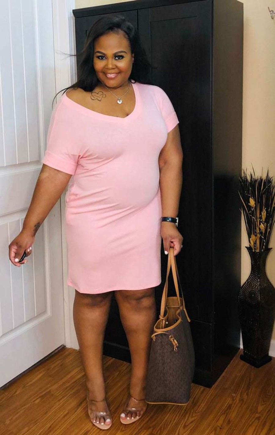 Dresses (Missy) * | Pash Boutique Dusty Pink T-Shirt Dress