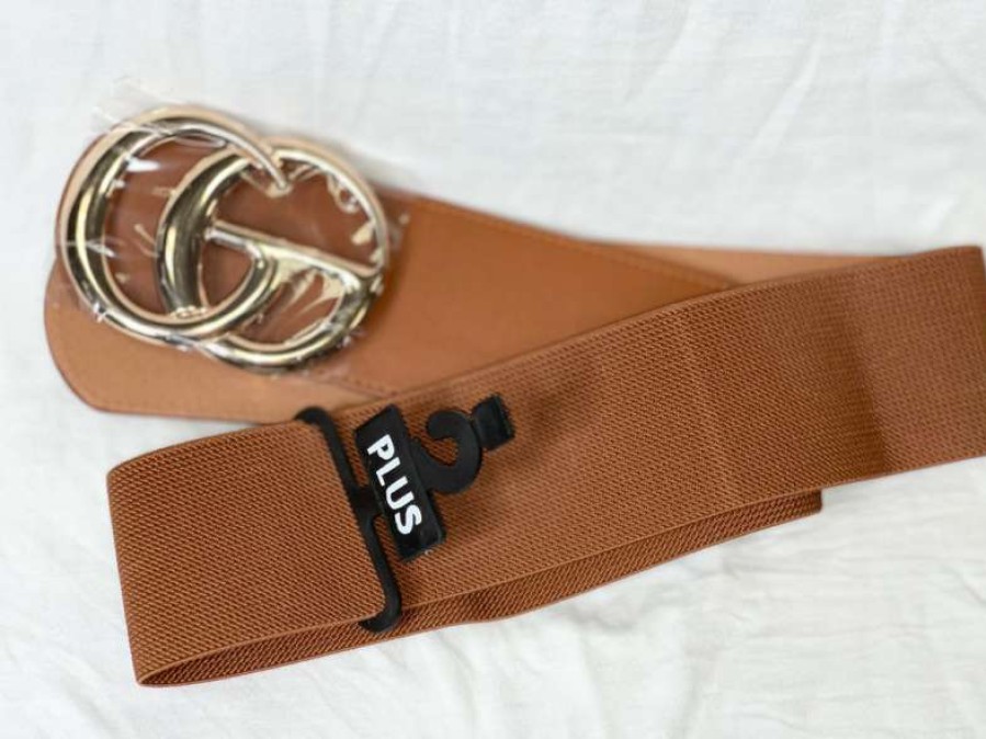 Accessories * | Pash Boutique Accessories Plus Cognac Gg Belt