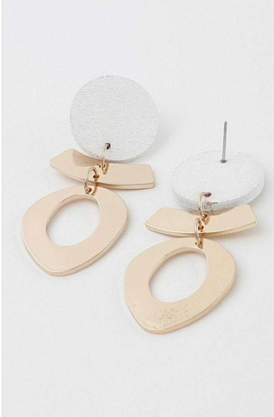 Accessories * | Pash Boutique White/Gold Earrings Accessories