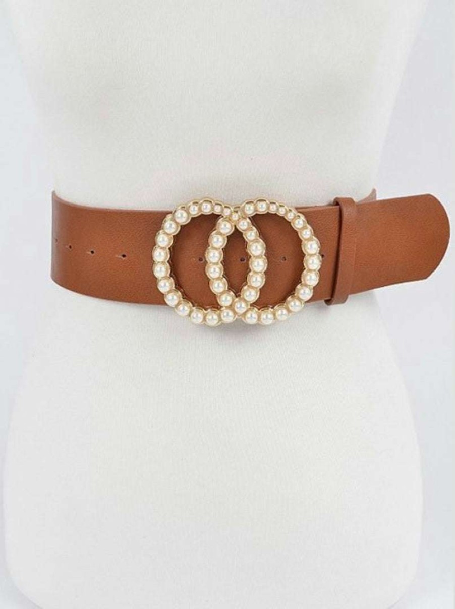 Accessories * | Pash Boutique Camel Pearl Oo Belt