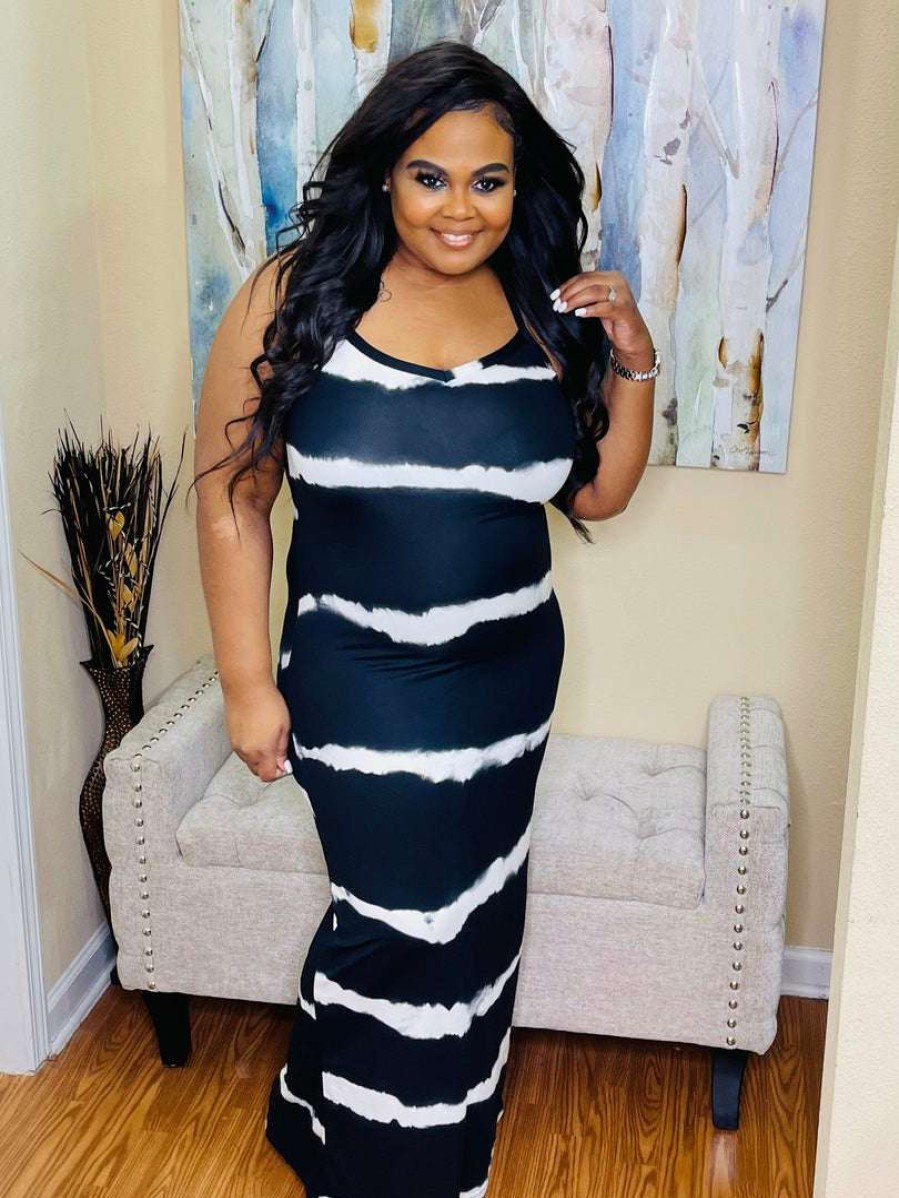 Plus Dresses * | Pash Boutique Black Plus Tie-Dye Maxi New Arrivals