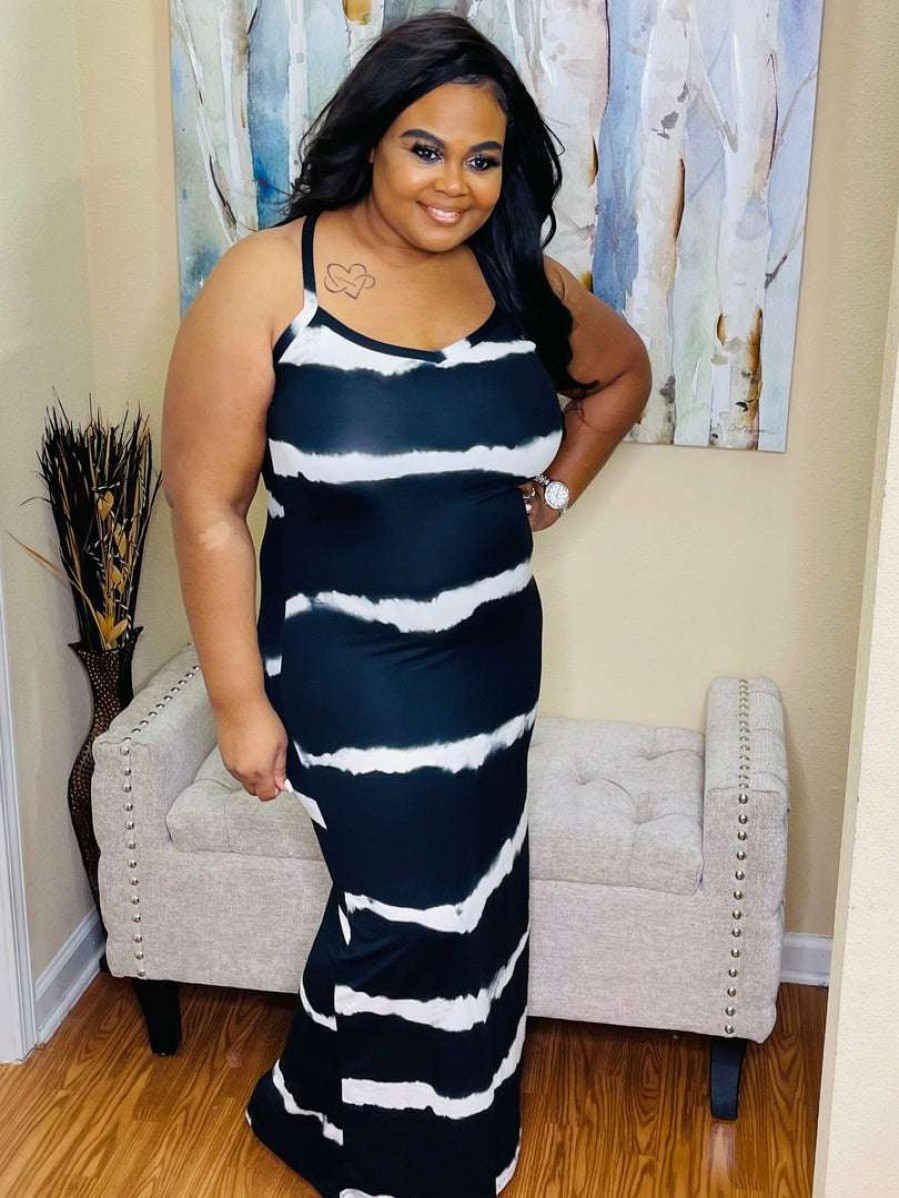 Plus Dresses * | Pash Boutique Black Plus Tie-Dye Maxi New Arrivals