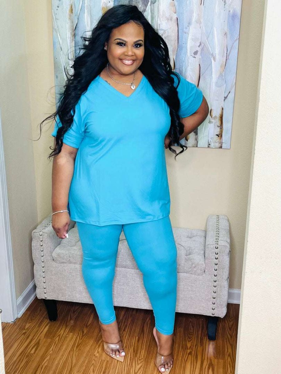 Sets (Missy) * | Pash Boutique New Arrivals Ice Blue Lounge Set