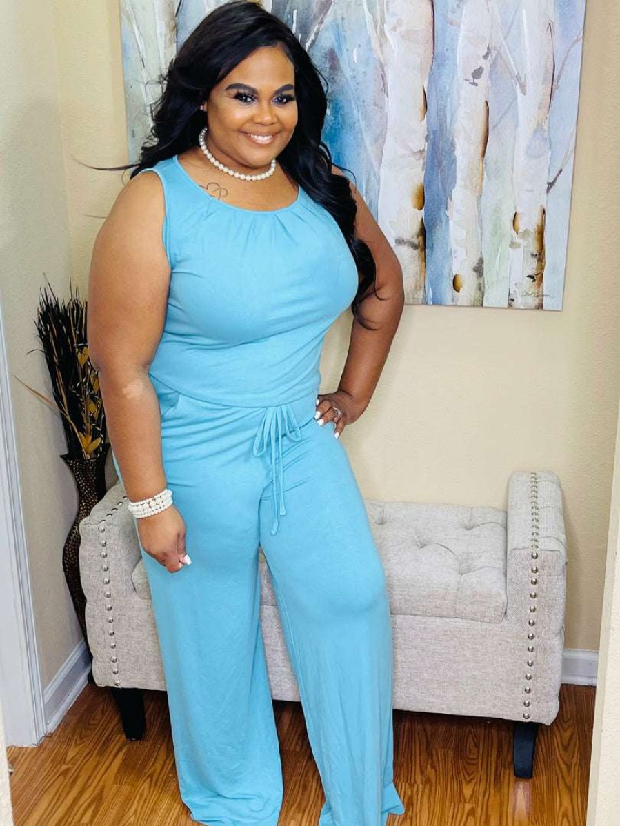 Jumpsuits /Rompers (Missy) * | Pash Boutique Ash Mint Sleeveless Jumpsuit