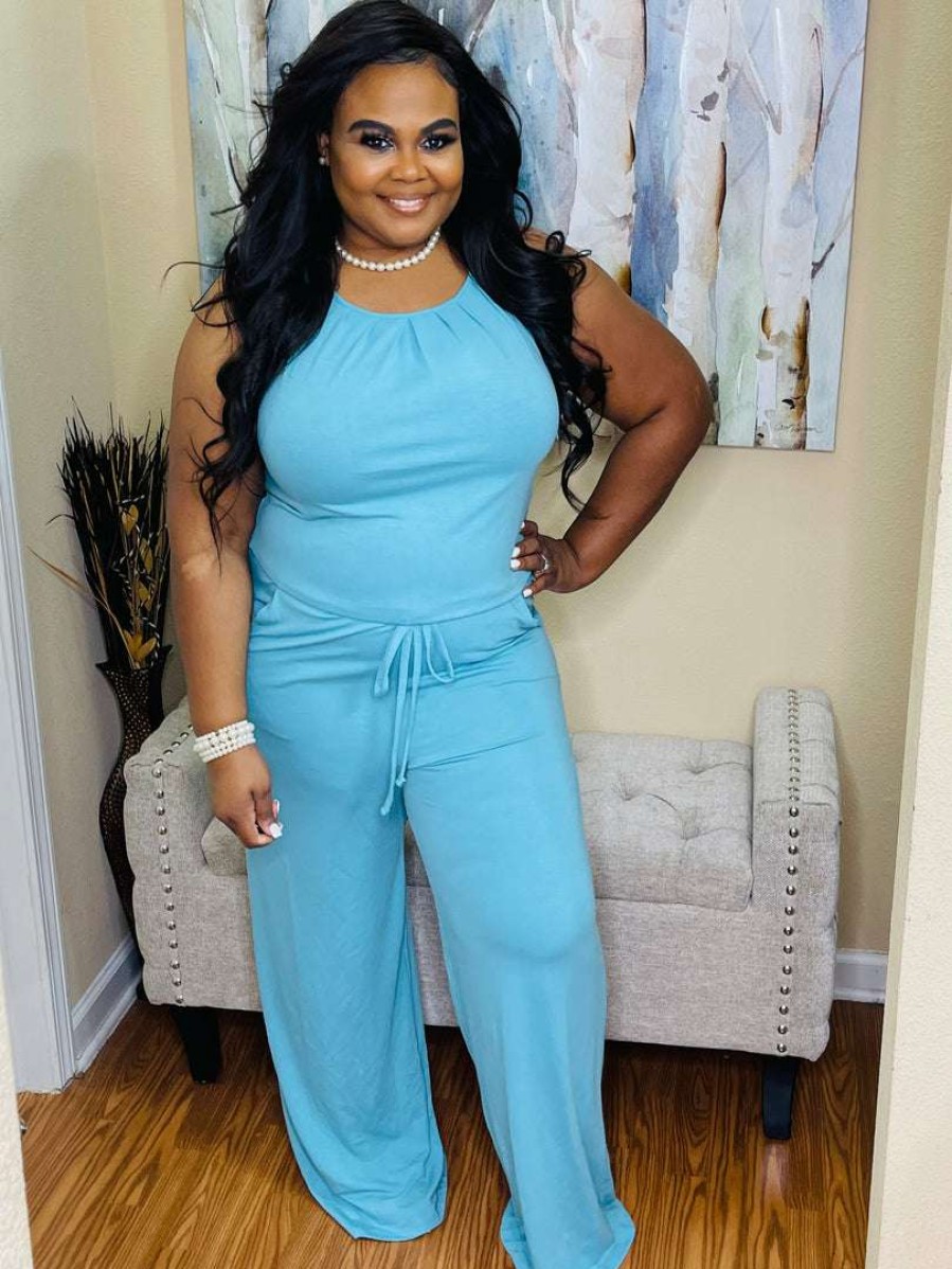 Jumpsuits /Rompers (Missy) * | Pash Boutique Ash Mint Sleeveless Jumpsuit