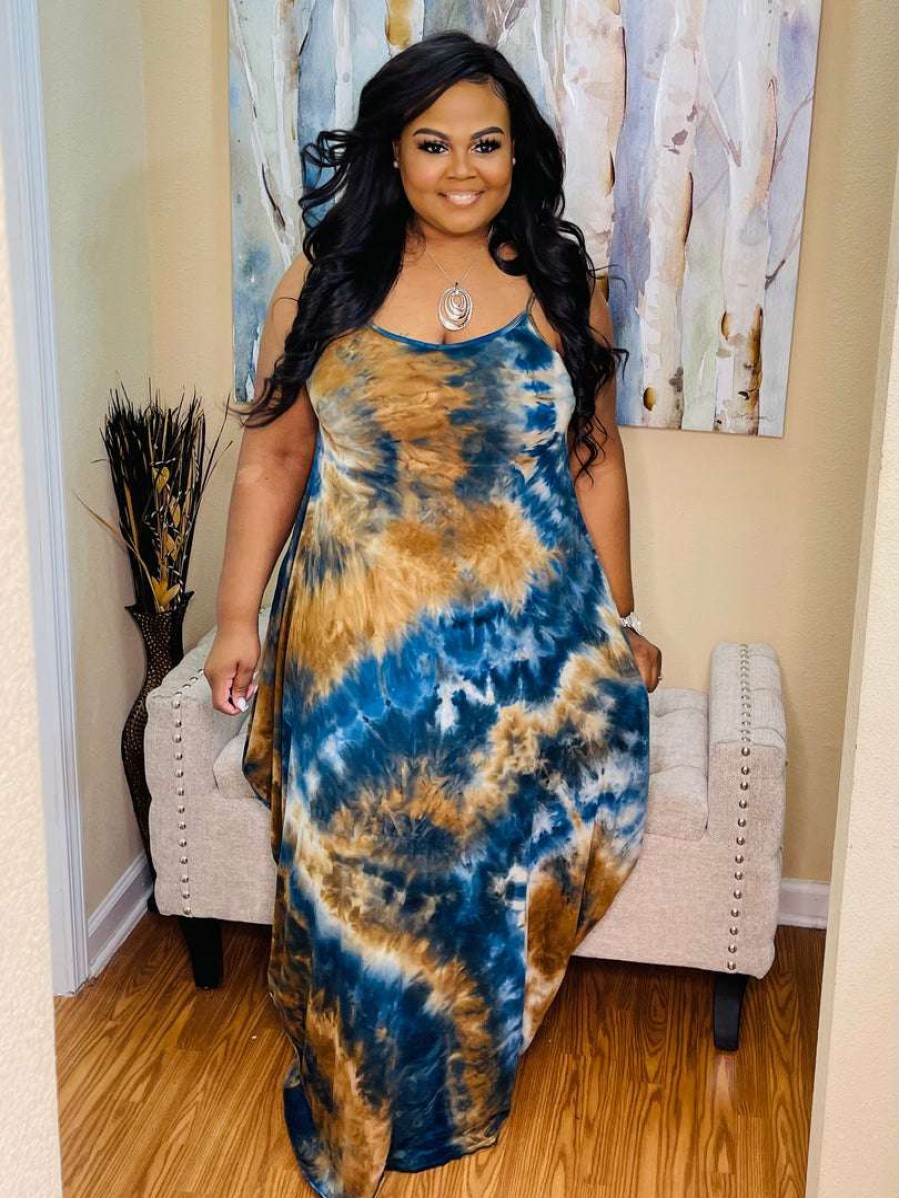 Dresses (Missy) * | Pash Boutique New Arrivals Blue/Gold Maxi