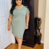 Plus Dresses * | Pash Boutique Lt. Olive Plus T-Shirt Dress New Arrivals