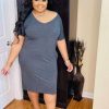 Dresses (Missy) * | Pash Boutique Charcoal T-Shirt Dress