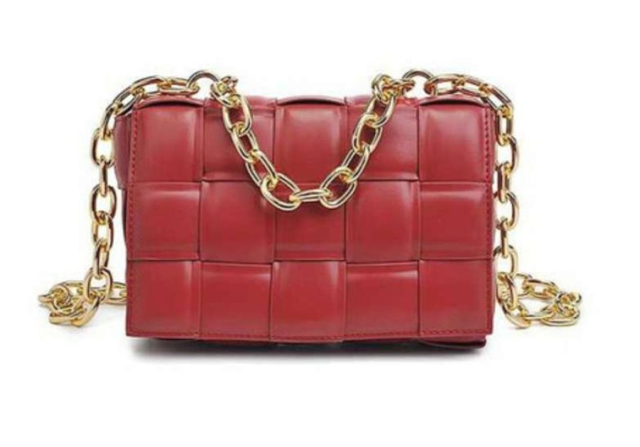 Accessories * | Pash Boutique Accessories Red Square Link Crossbody Bag