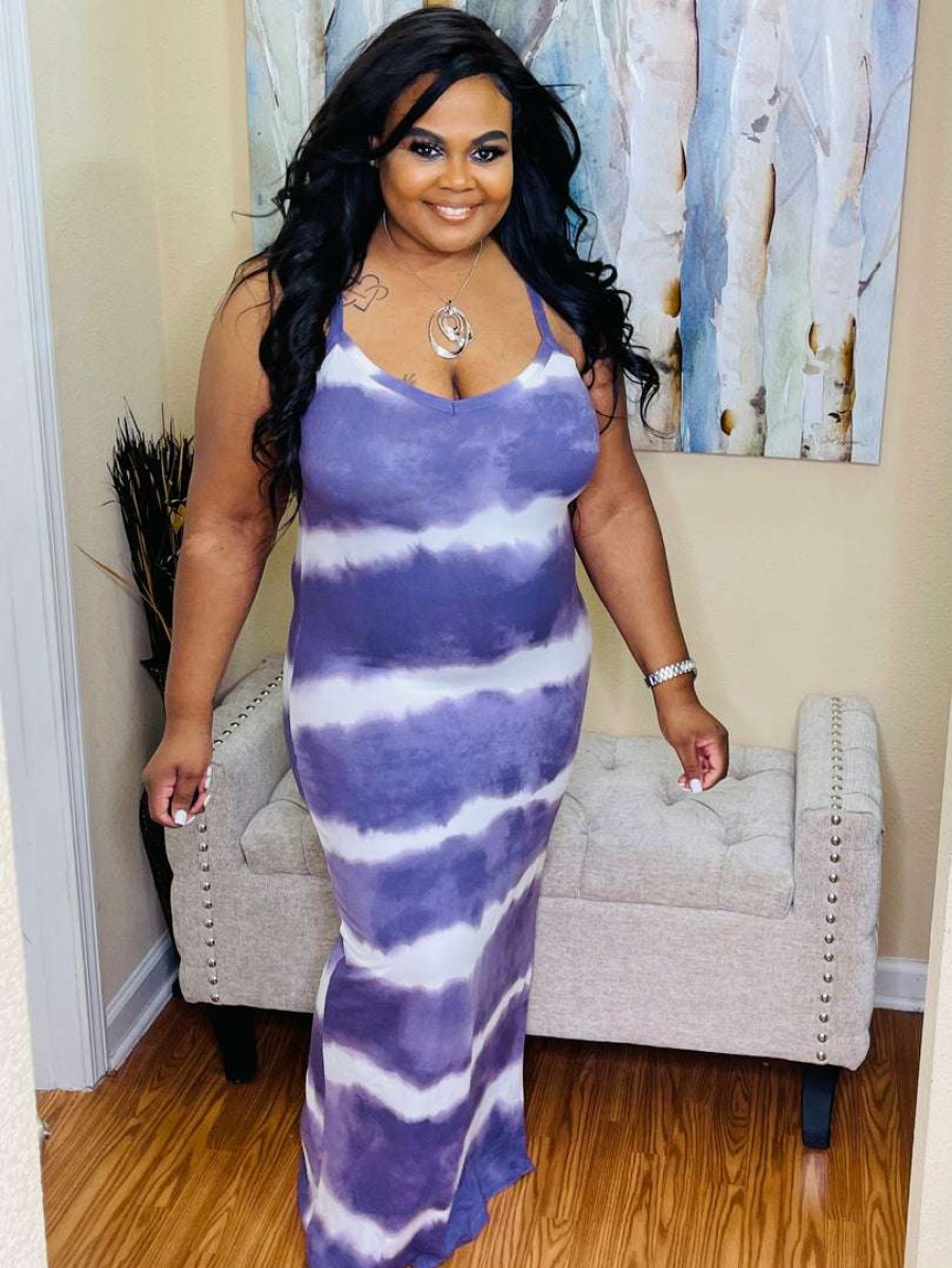 Dresses (Missy) * | Pash Boutique Purple Tye-Dye Maxi New Arrivals