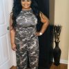 Jumpsuits /Rompers (Missy) * | Pash Boutique New Arrivals Camouflage Dusty Jumpsuit