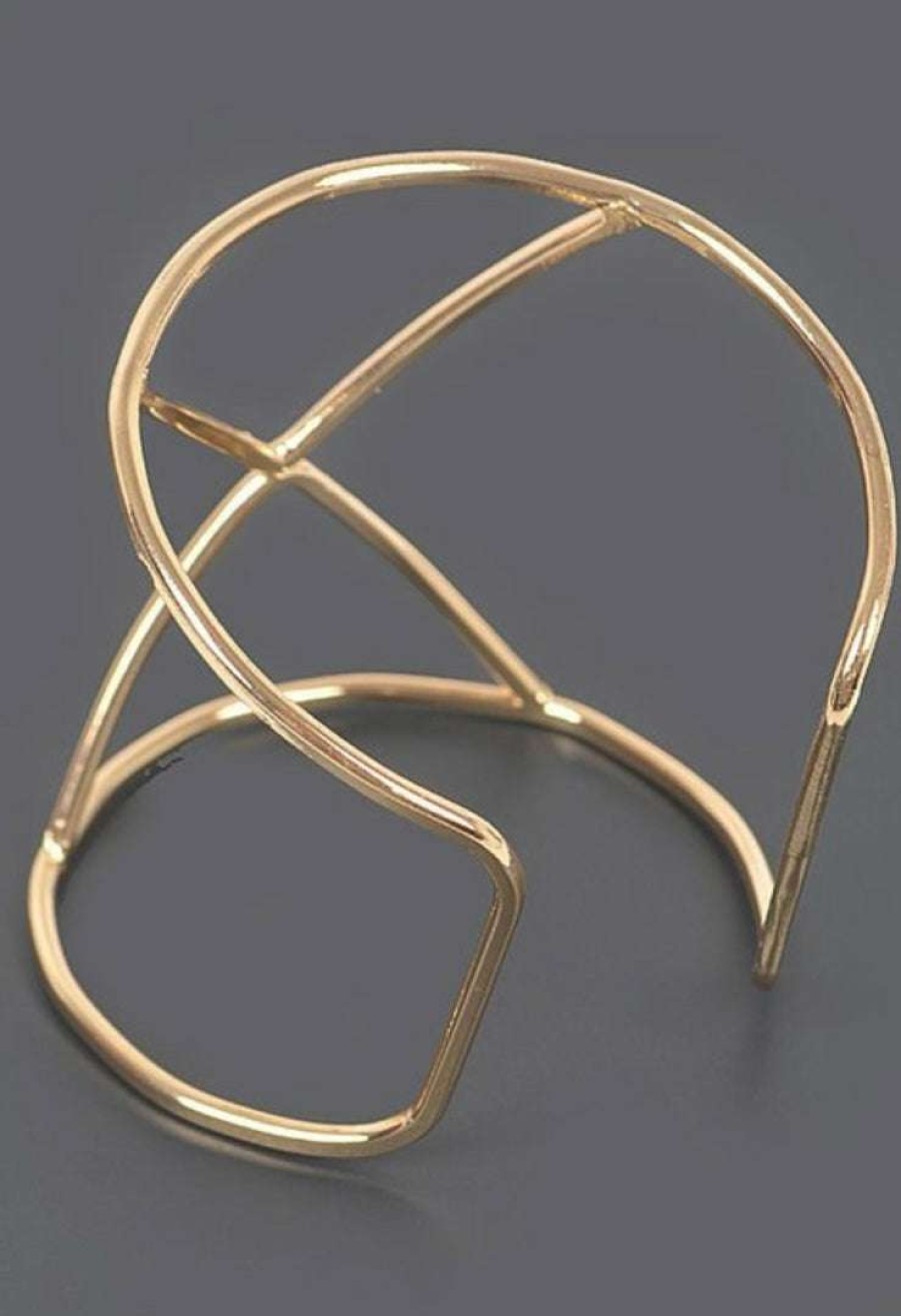 Accessories * | Pash Boutique Gold Cuff X Bracelet