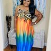 Dresses (Missy) * | Pash Boutique Orange/Blue Flames Maxi Dress