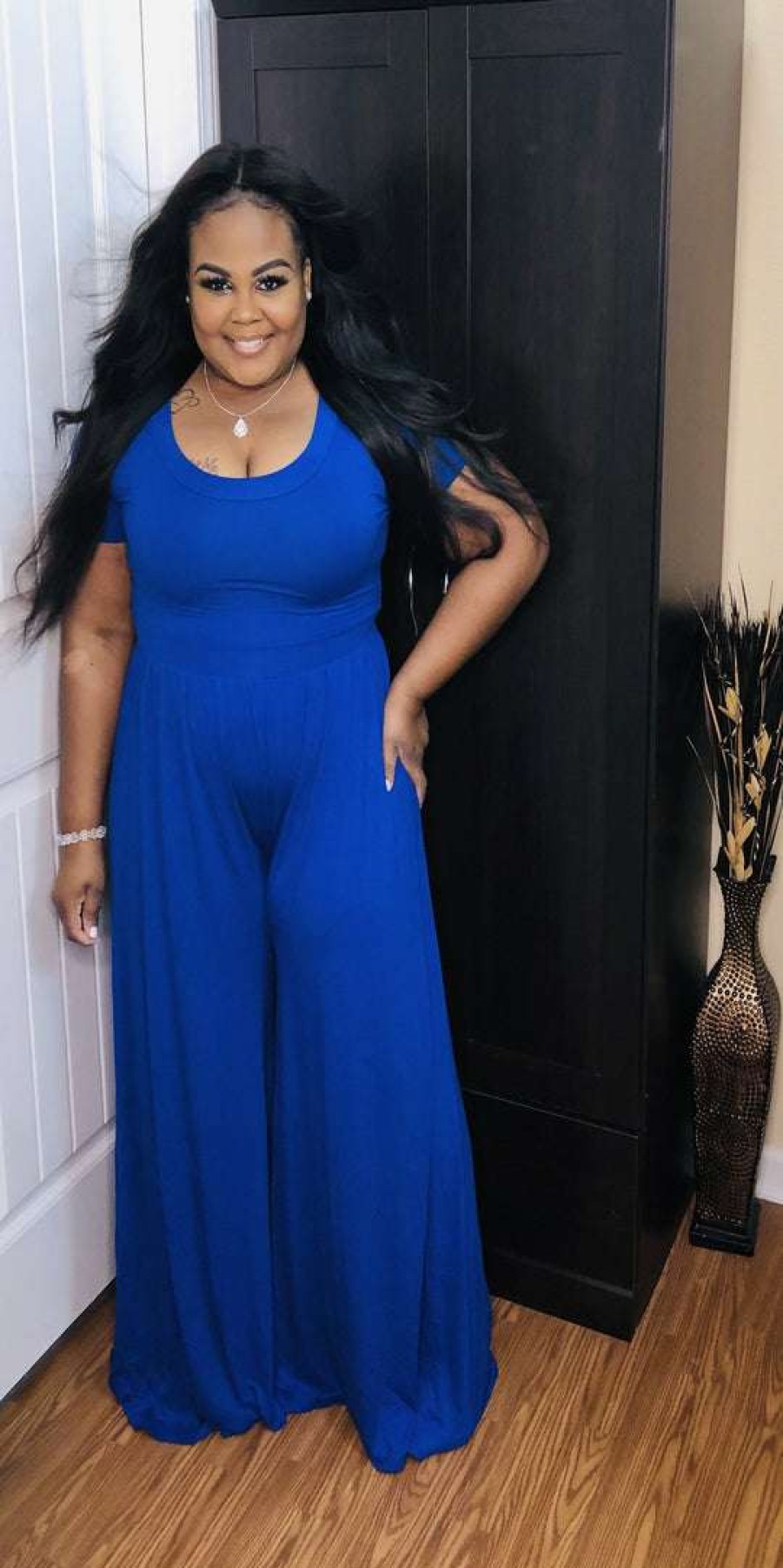 Jumpsuits /Rompers (Missy) * | Pash Boutique Royal Blue Wide Leg Jumpsuit