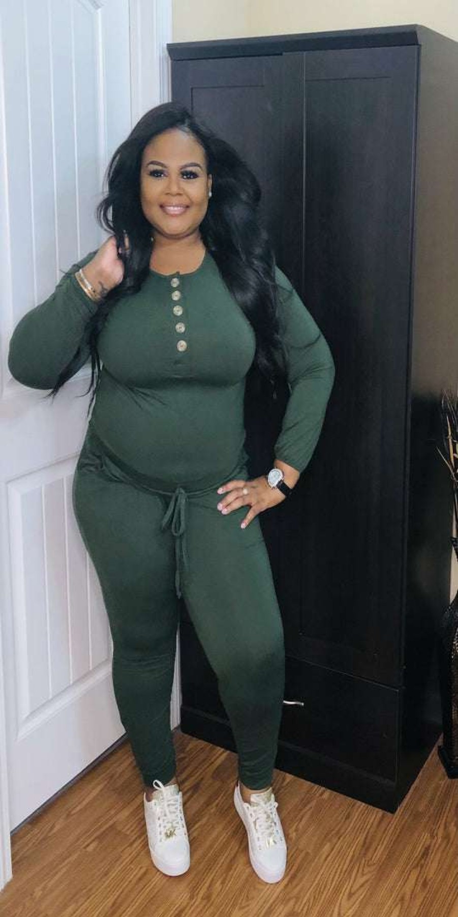 Jumpsuits /Rompers (Missy) * | Pash Boutique Army Green Jogger Jumpsuit New Arrivals