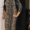 Plus Dresses * | Pash Boutique Clearance Leopard Plus Midi Dress