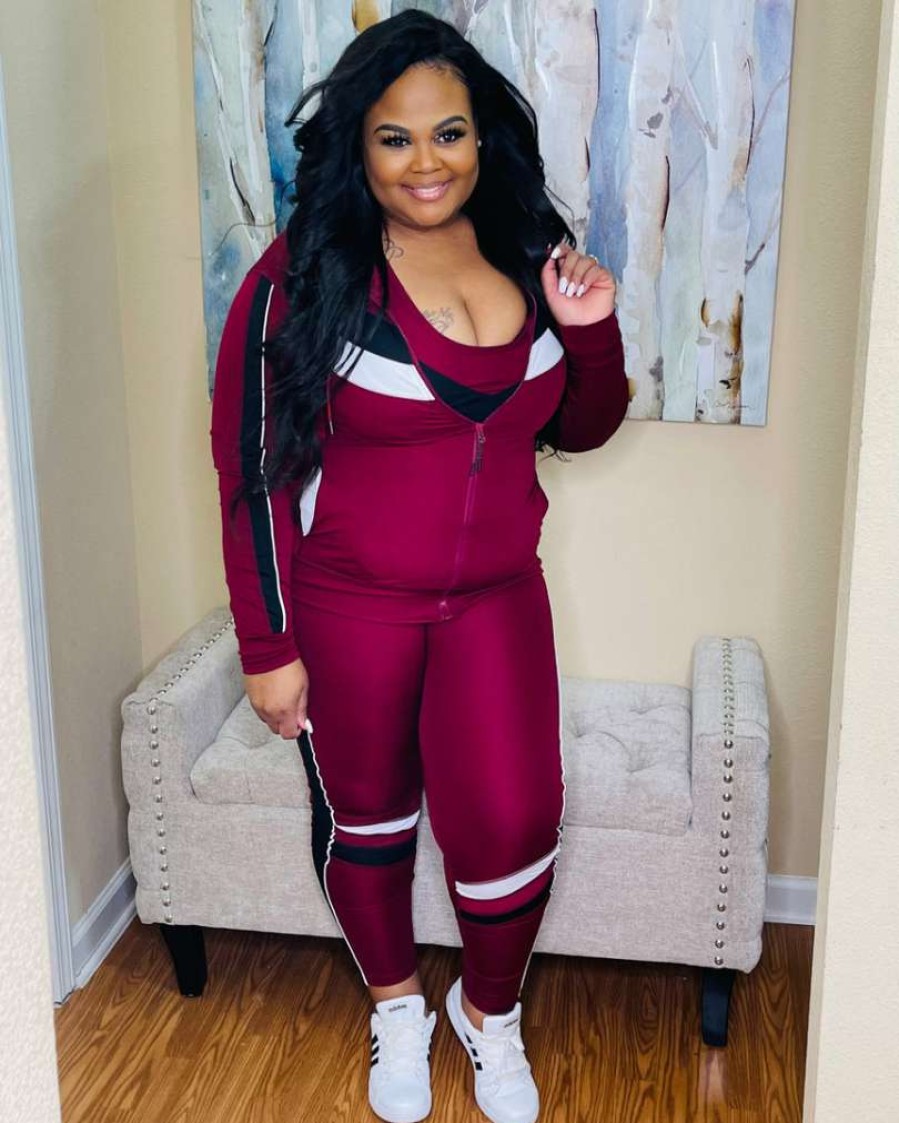 Sets (Missy) * | Pash Boutique Burgundy Workout Set