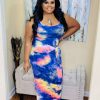 Dresses (Missy) * | Pash Boutique Clearance Purple Tie Dye Maxi