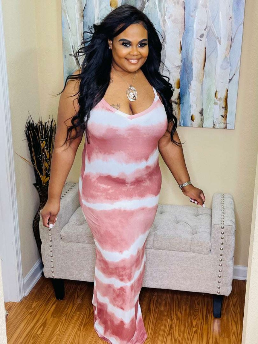 Dresses (Missy) * | Pash Boutique Mauve Tye-Dye Maxi New Arrivals