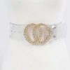 Accessories * | Pash Boutique Clear/Gold Stone Buckle Transparent Belt