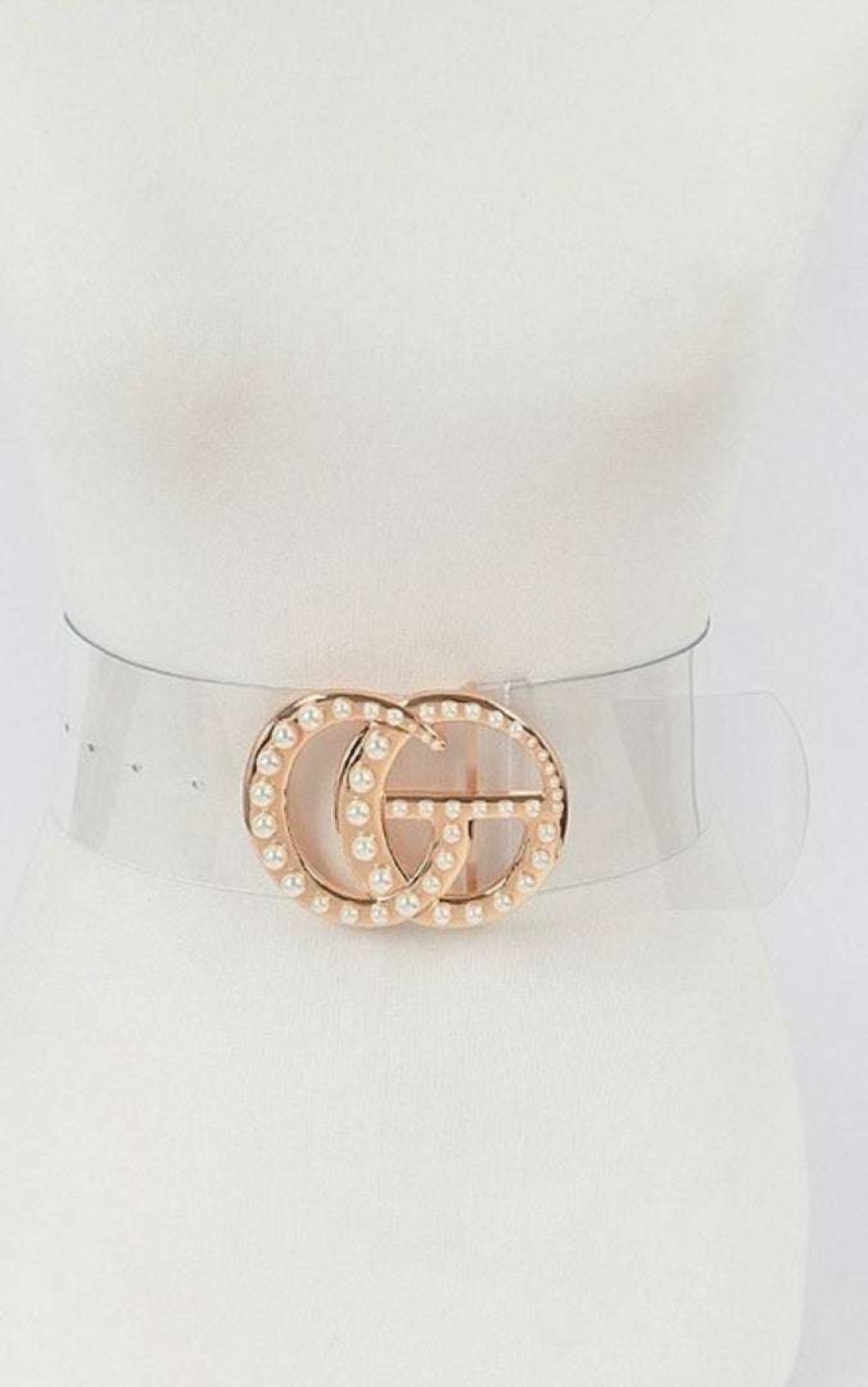 Accessories * | Pash Boutique Pearl Buckle Transparent Belt