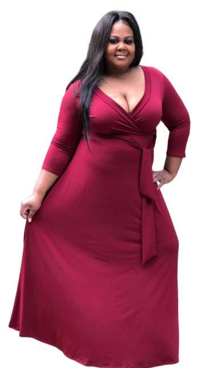 Plus Dresses * | Pash Boutique Burgundy Plus Maxi Plus Dresses