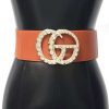 Accessories * | Pash Boutique Cognac Rhinestone Gg Belt