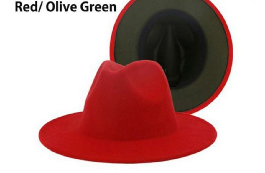 Accessories * | Pash Boutique Red/Olive Green Fedora