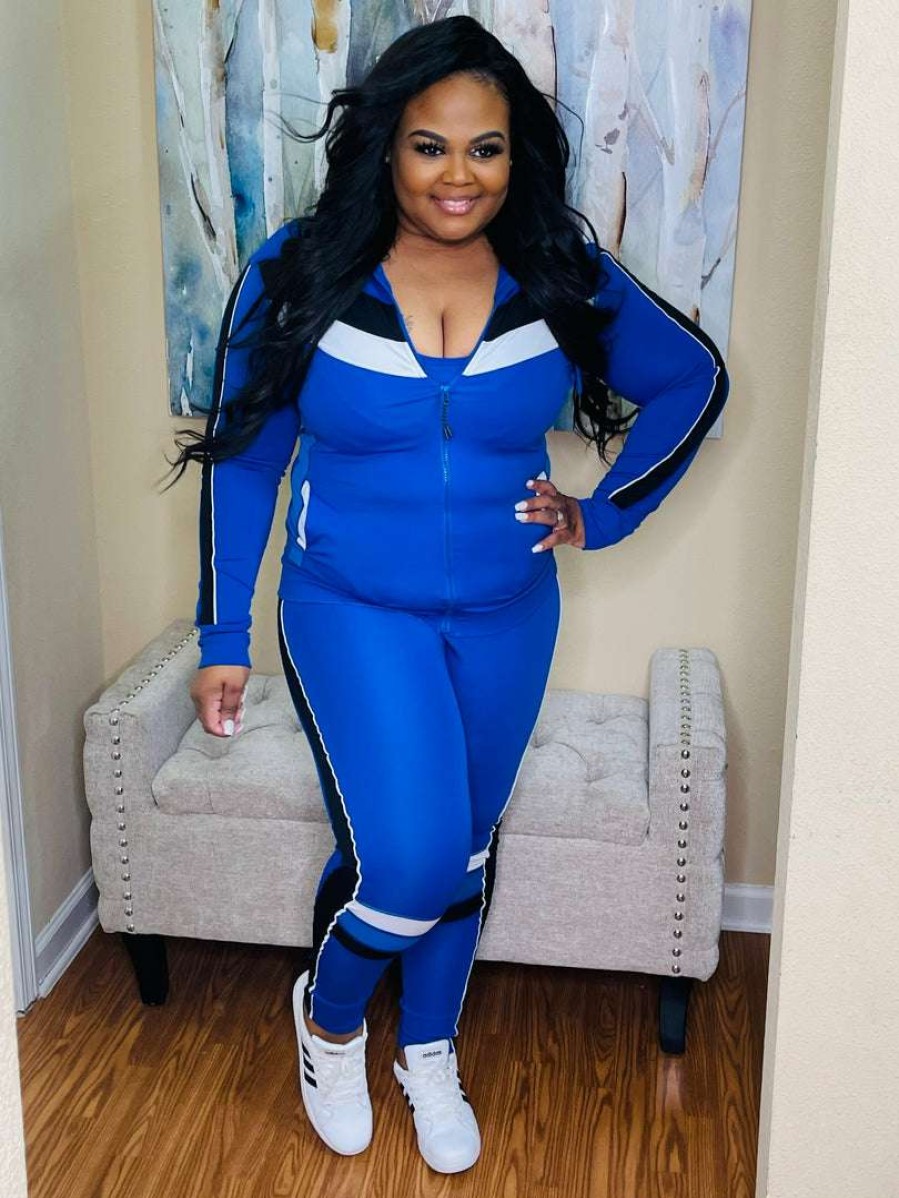 Sets (Missy) * | Pash Boutique Clearance Royal Blue Workout Set